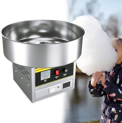 GESAIDES Cotton Candy Machine, Commercial Cotton Candy Machine, Cotton Candy Maker, with Stainless Steel Bowl, Sugar Scoop, for Home, Carnival, Birthday
