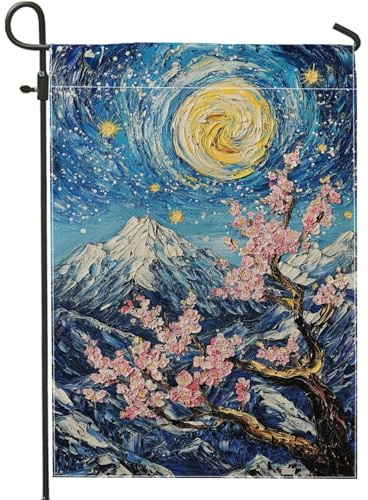 Bandera de jardín floral de primavera, flor de cerezo melocotón, decoración del hogar, bandera decorativa de doble cara para decoración de césped al aire libre, 12 x 18 pulgadas