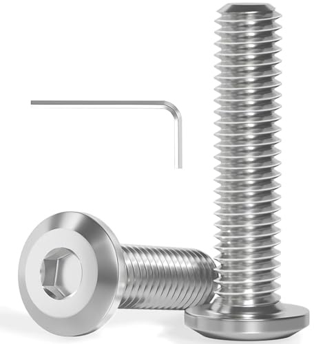 Wavanta M6 Bolts, M6 x 20mm Flat Head Hex Socket Cap Screws Bolts, Full Thread A2 304 Stainless Steel Screws with Hex Key, Ideal for Furniture Assembly/Machinery Repair Pack of 20