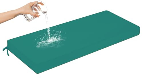 3 cm Dickes Bankkissen für Drinnen und Draußen 2-, 3- und 4-Sitzer, Wasserdichtes Gartenbankkissen mit Rutschfester Unterseite und Bändern, Sitzkissenpolster für Terrassenschaukeln,Dark green,200x40cm