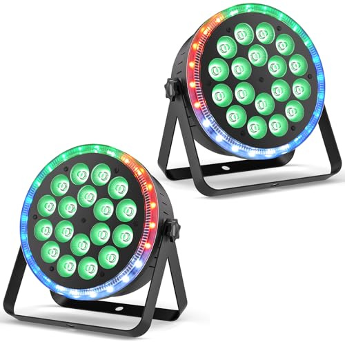 Glowingstage RGBW LED Par Strahler, 2 Stück 108W Bühnenlicht Discolicht Partylicht mit 24 LED Vollfarbeffekte und DMX512, Scheinwerfer für Disco DJ Halloween Weihnachten Outdoor