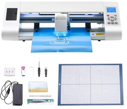 VEVOR Cutting Machine, Automatic Edge Detection Vinyl Cutter Machine with Design Software and Materials, Compatible with Multiple File Formats, for Creating Customized DIY Crafts, Cards, Stickers