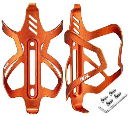 CNCLOL Fahrrad‑Flaschenhalter, Aluminium für Rennrad, MTB, Kinderfahrrad | Leicht Fahrrad‑Getränkehalter, Metall‑Trinkflaschenhalter mit Schrauben. Für E‑Bike, Mountainbike & Gravel‑Bike, Orange