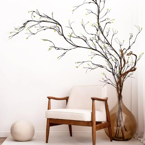 118 Inches Flexible Faux Tree Branches With Twigs And Sprouts, Rattan Ivy Grapevines For Wall And Arch Decoration