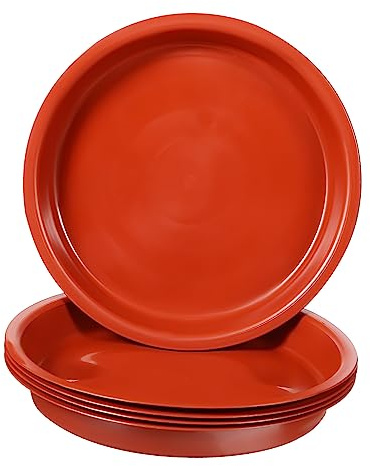 BESTonZON Sottovaso Rotondo in Plastica per Vasi da Interno, 5 Pezzi con Orlo Liscio e Drenaggio Efficiente
