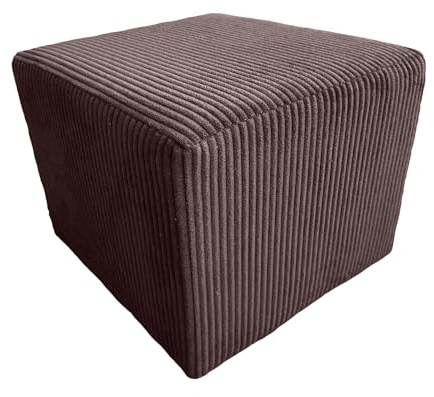 Extrasen Hocker Wohnzimmer Sitzhocker - Quadratisch 40 x 40 cm - Sofahocker - Dünner Cord Braun