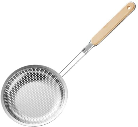 DIYEAH Colino Cucchiaio Acciaio Spessore Rinforzato per Cucina Mestolo per Scolare Noodles e Pasta Resistente e Antiruggine Manico Ergonomico per Verdure e Cibi Fritti