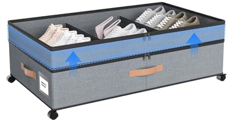 Storage For Under Bed - 72L Organizer Wheels Lid, Large Space Saver Bin | Rolling Storage Container For Shoe Clothes Sheet Fabric Toy Blanket Bedding Home Bedroom Living Room Apartment Dorm