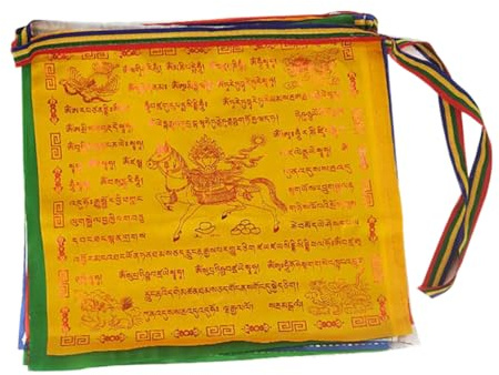 Bandiere di preghiera tibetane Bandiera a cavallo del Carattere tipografico dorato Lungta Bunting per appendere a parete Bandiera cavallo del da 25 pezzi
