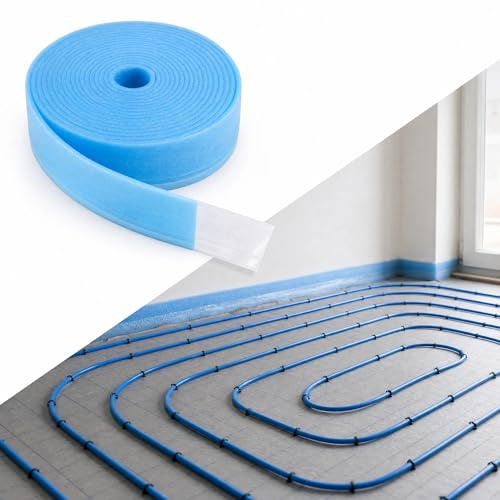 Self Adhesive Edge Insulation Strip 50mm x 5mm x 20m - Edging Strip for Screed & Leveling Compound, Expansion Joint Tape for Underfloor Heating, Sound & Heat Insulation - Blue