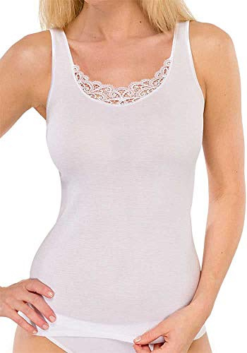 Schiesser Damen Unterhemd Trägertop, Gr. 50, Weiß (Weiss 100)