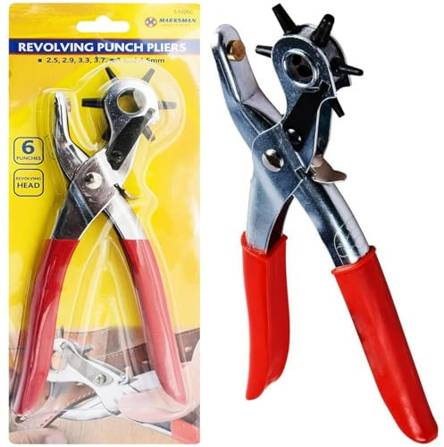 Revolving Leather Punch Plier - Rivet 6 Sizes Heavy Duty Diy Belt Eyelet Hole Cut Puncher Rubber Cards Pvc Cutter Workshop Tailor Hand Tools