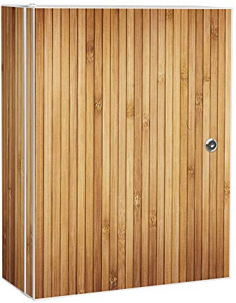 banjado Medizinschrank abschliessbar mit Motiv Bambusholz 35x46x15cm - großer Arzneischrank für die Hausapotheke - Medikamentenschrank aus Metall zur Medikamenten Aufbewahrung