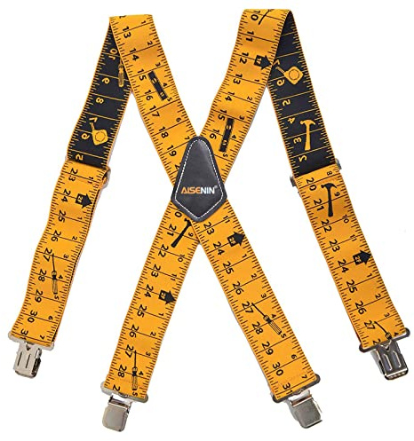 AISENIN Bretelles à mesurer pour homme - 5,1 cm de large - Bretelles élastiques et réglables, jaune, 6.2 * 4.3 * 1.1 inch