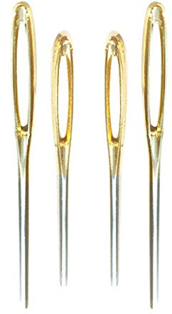 Fenteer 4X Aiguilles a Coudre Grosse Aiguilles Couture Aiguilles à Grand Œil Aiguilles émoussée à Bout Rond pour Broderie Cuir Toile