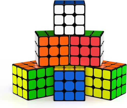Vdealen Zauberwürfel Set Speed Cube von 3x3 Zauberwürfel Original 6er Pack, Magic Cube Würfel Puzzle, Party Puzzle Geschenk für Kinder Teenager Erwachsene(Sticker)