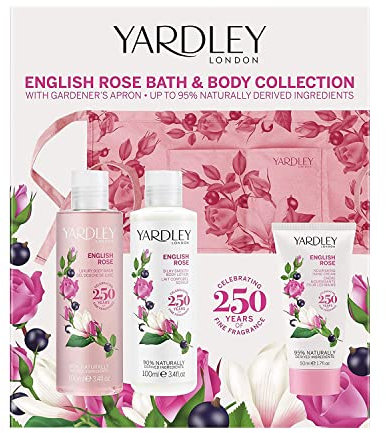 Yardley London English Rose Bath and Body with Apron Set
