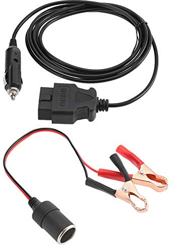 BLLBOO Notstromkabel OBD II II Auto Memory Saver Fahrzeug ECU 12V Notstromkabel, Speicherschoner mit Clip Autobatterie Zigarettenanzünder Power Extension Buchse