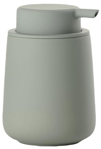Zone Denmark Nova One Seifenspender fürs Badezimmer, Spender aus Keramik für Handseife/Flüssigseife, Durchm. 8 cm, Höhe 11,5 cm, Fassungsvermögen 250 ml, Matcha Green