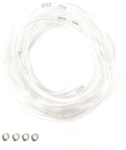 ELCAN 10 metros de manguera o tubo multiusos transparente universal de diámetro 6x9mm con 2 abrazaderas. PVC alimenticio flexible Para agua, gas, gasolinas, aceites, industria, acuarios…