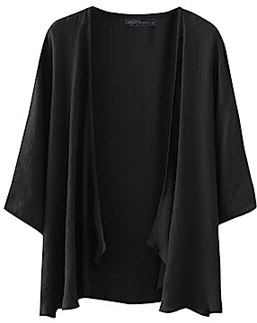 ZANZEA Långärmad oregelbunden kofta, bolero, ledig, enfärgad, lång kappa, toppar, kofta, 01-Svart, XXL