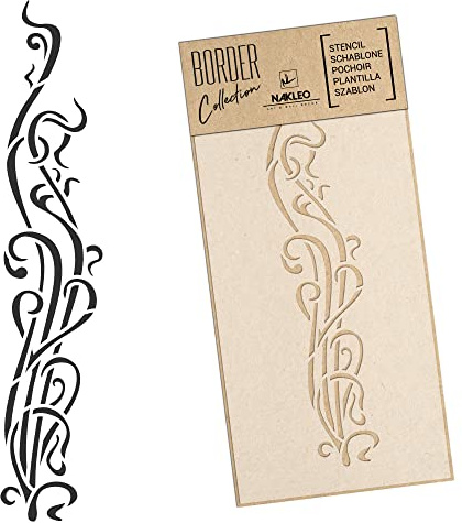 NAKLEO Bordüre Schablone zum Malen 21x45 cm, Jugendstil Verzierung Ornament Muster, Kunstoff Wiederverwendbare Wandchablone, Handwerk DIY Dekoration, Stoff Möbel Holz Papier
