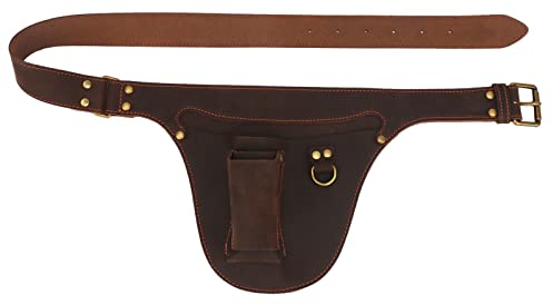 Tourbn Leather Garden Tool Bag Adjustable Waist Work Belt Pouch for Electricians Carpenters Dark Brown, 26 * 22cm