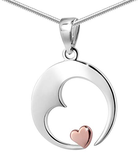 Materia Herz Anhänger bicolor - Damen Kettenanhänger Silber 925 rhodiniert KA-227-Ohne Kette