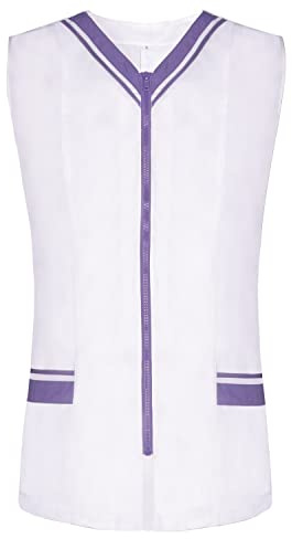 Misemiya - VÊTEMENTS DE Travail Femme sans Manches Blanc/Noir Uniforme Clinique HÔPITAL Nettoyage VÉTÉRINAIRE SANTÉ HÔTELLERIE Ref: 818