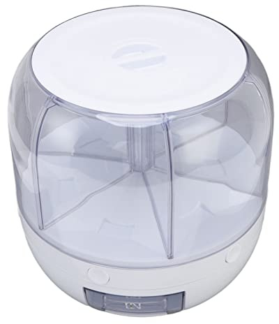 Reisspender, 360° Drehbarer Zylinder, Feuchtigkeitsbeständige Getreidebox, 6 Gitter mit Deckel und Messbecher für Müsli, Schwarz, Gelb, Kleine Bohnen (10kg)