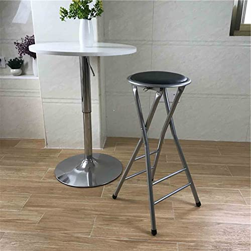 Barhocker Klappbar Sitzhöhe 70cm, Hocker Klappbar Outdoor Mit Runder PU-Leder-Polsterung, Klappbarer Hocker Camping Mit Fußstütze/Platzsparend/Keine Installation, Für Kücheninsel Bar Café (Color : SI
