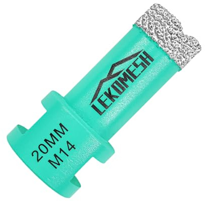 LEKOMESH Diamond Core Drill Bit 20MM - Hole Saw for Porcelain, Ceramic Tile, Marble, Granite, Stone, Quartz - M14 Thread for Angle Grinder, Mint Green