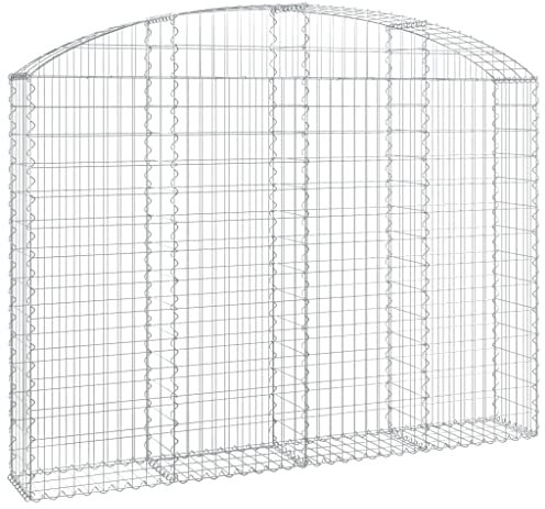 vidaXL Cesto Gabbione ad Arco 200x30x140/160 cm Ferro Zincato, Cesto gabbione ad Arco, gabbione, Gabbia Muro in Pietra, gabbione ad Arco, Gabbia