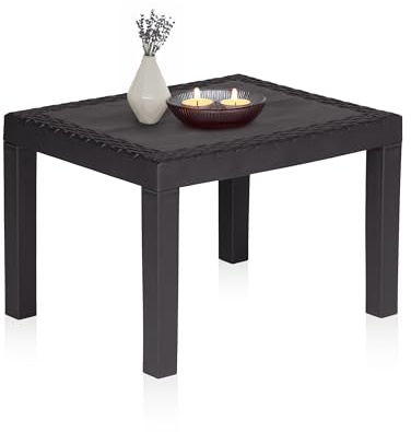 duehome | Mesa de Centro Exterior, Mesa Polipropileno, Mesa Auxiliar Outdoor, Modelo Nua, Acabado en Antracita, Medidas: 59 cm (Largo) x 46 cm (Ancho) x 40 cm (Alto)
