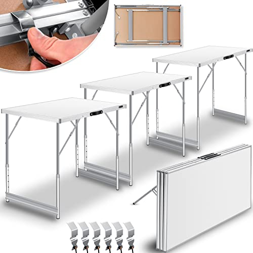 KESSER® Tavolo multifunzione professionale 3 pezzi, 100 x 60 cm, tavolo da tappezzeria, portata 30 kg, con funzione allungabile, tavolo pieghevole, tavolo da campeggio e da campeggio regolabile (Weiß)