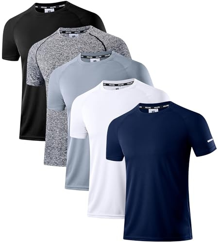 Herren Activewear T-Shirts 1/3/4/5/6er Pack | Slim Fit Sport Shirts | Atmungsaktiv, Schnelltrocknend & Leicht | mit Reflektierenden Details für Fitness, Laufen & Training