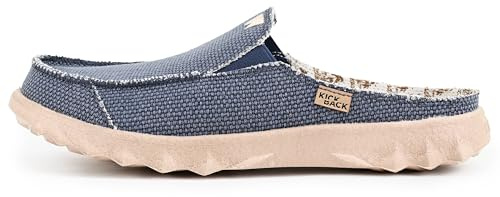 Kickback Chaise Classic Mules da Uomo Senza Tallone – Zoccoli in Tela Casual Slip‑On – Scarpe Estive Comode per Interni ed Esterni, Spiaggia e Viaggio con Suola Antiscivolo – Navy, EU 48
