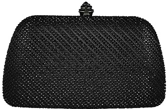 Boutique De FGG Mini pochette con strass per donne formali, borse da sera eleganti da sposa e pochette, pochette in cristallo, nero, Mini