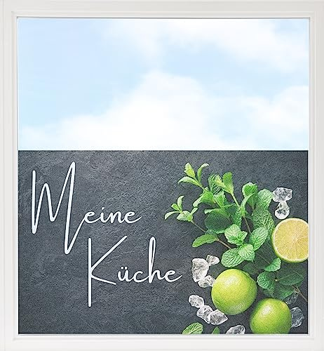 GRAZDesign Fensterfolie Blickdicht Sichtschutz, Sichtschutzfolie Fenster, Glastüren, Küche Küchenfenster, Milchglasfolie Bedruckt mit Motiv Limetten 90x57cm