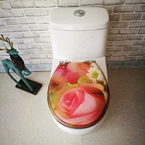Coperchio del Water con Stampa Rosa del Sedile del Water con Cerniera Regolabile Coperchio del Sedile del Water A Sgancio Rapido Coperchio del Bagno Ispessito