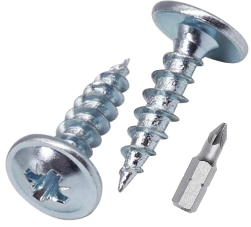 SKIR'CO (100 Stück) Verzinkter Stahl 3,0 x 12 mm Holzschrauben, Metallschrauben, Wafer Kopf, Pozidriv, selbstschneidend