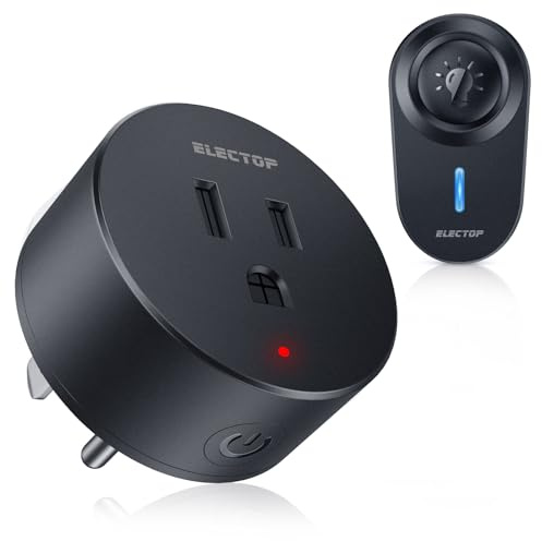 Remote Control Outlet, ELECTOP 15A/1500W Wireless Outlet Power Switch, No Wire Long Range Electrical Switch Plug On/Off for Lights, Fans, Christmas Lights, Household Appliance, 4000V Anti Surge Black