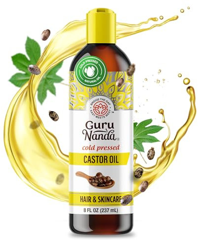GuruNanda Castor Oil (8 Fl oz), 100% Pure, Cold Pressed & Hexane-Free, Hydrating Carrier Oil, Natural Castor Oil for Hair, Eyebrows & Eyelashes Growth, 237 ml
