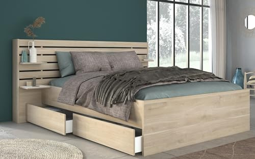 möbelando Bettanlage >Escale 2< in Japanische Eiche - 203x217x99cm (LxBxH)