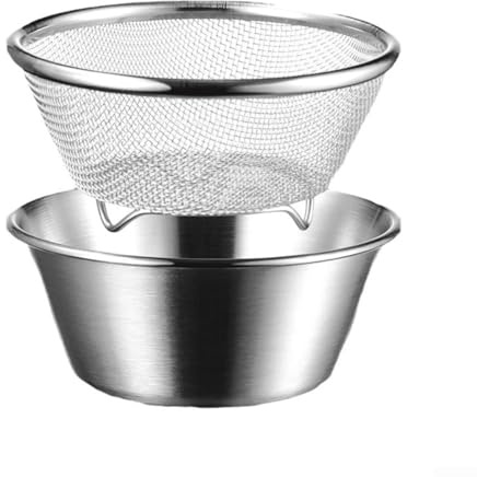 FUBESK Stainless Steel Drain Bowls - Mesh Basket Strainer Bowl Fruit Rice Sieve Colander for Kitchen Drain Rice Fruit Vegetable Washing