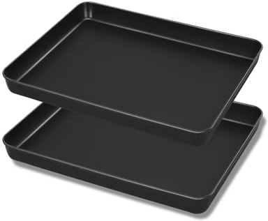 Homikit Backblech, 2 Stück Karbonstahl Mini Kuchenblech, 23,7x17,7x2,5cm | Antihaftbeschichtung Rechteckig Ofenblech Fettpfanne, für Kochen Backen Servieren, Gesund Rostschutz, Leicht zu Reinigen