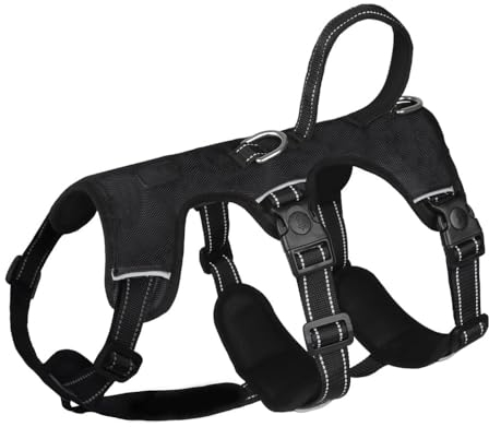 Esshogo Mehrzweck-Hundegeschirr, Ausbruchsicher Sicherheitsgeschirr Hund,Gepolstertem Hundeweste, Panikgeschirr Mittelgroße und Große Hunde Training Laufen（Schwarz M）