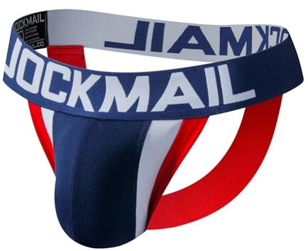JOCKMAIL Suspensorio Hombre Tanga Sexy Tanga Ropa Transpirable Slips Deportivo Ropa Interior (FR/ES, Letras, XL, Regular, Regular, Azul Zafiro)