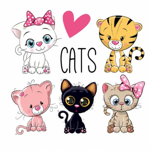 Codulu Aufbügler zum Aufbügeln,Katzen-Wärmeübertragungsaufkleber,Motiv-Applikationen für DIY-T-Shirts,Jeans,Taschen,Hüte,Rucksäcke,Kunstdekoration,- S