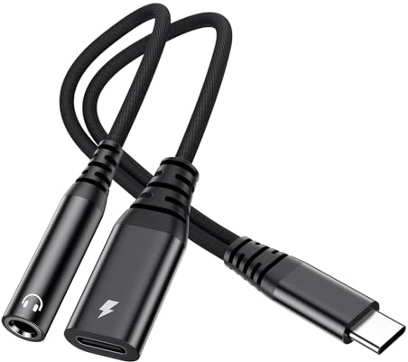USB C auf Klinke 3.5 Adapter, 2-in-1 Type C Kopfhörer A-dapter USB C Aux Audio Adapter mit DAC Chip für iPhone 16/15 Plus Pro Max, Samsung Galaxy S25 S24 S23 S22 S21 Ultra, i-Pad Pro und Typ-C-Geräten